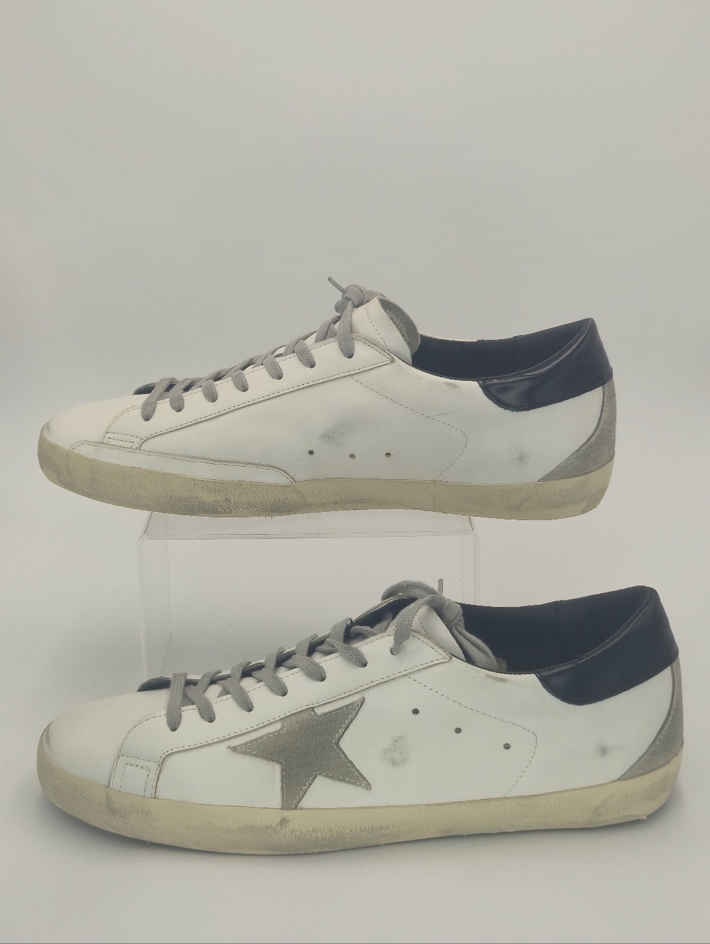 Golden Goose Super-Star White, Gray, Blk Low-Top Sneakers Men's Size EU 47 US 14 - Picture 2 of 16